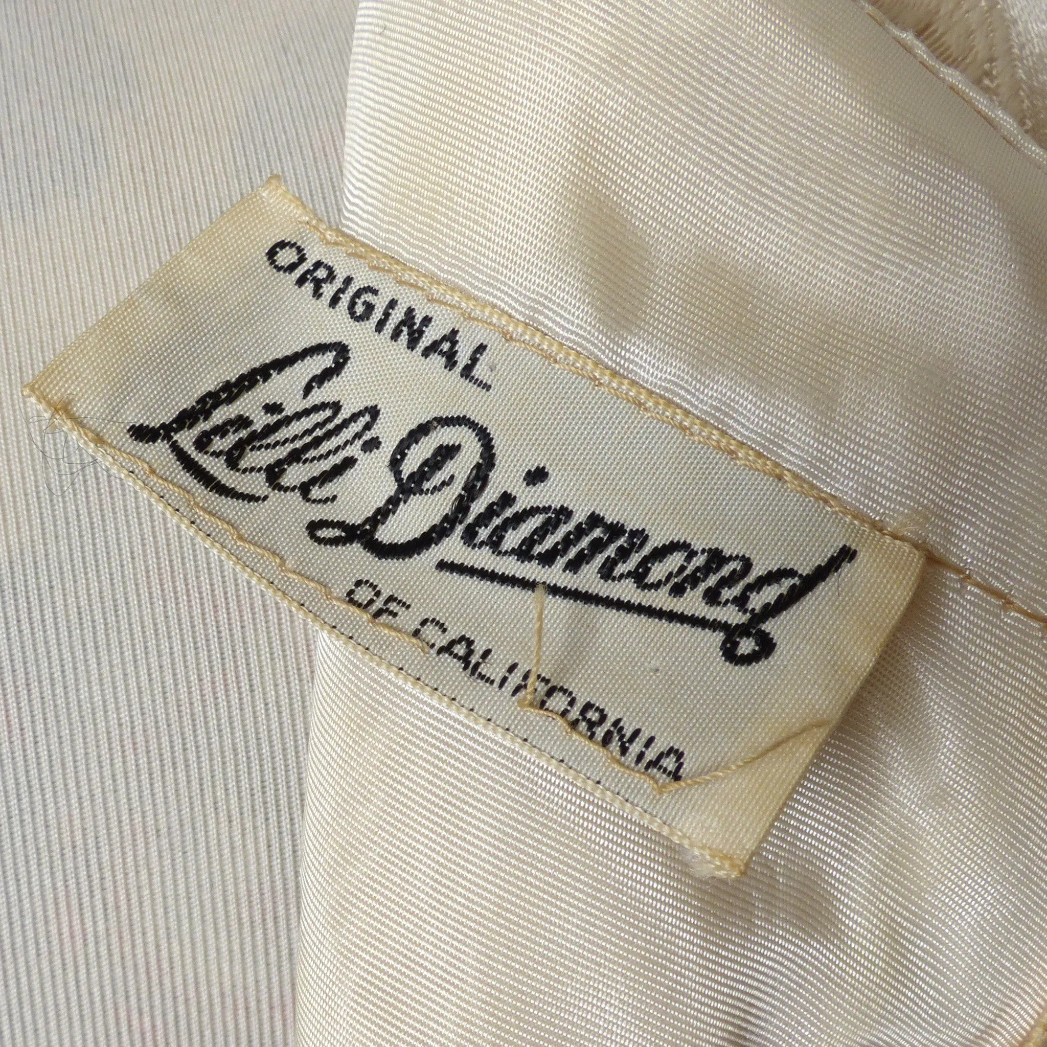 Late 1950s/Early 1960s Lilli Diamond of California Cream Ivory Silk Brocade Dress