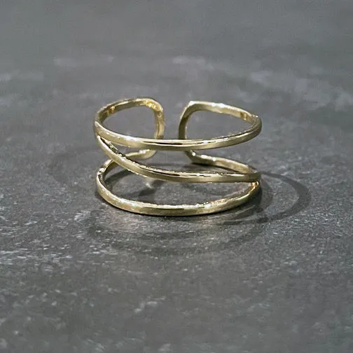 Layered Lines Adjustable Ring (SILVER OR GOLD)