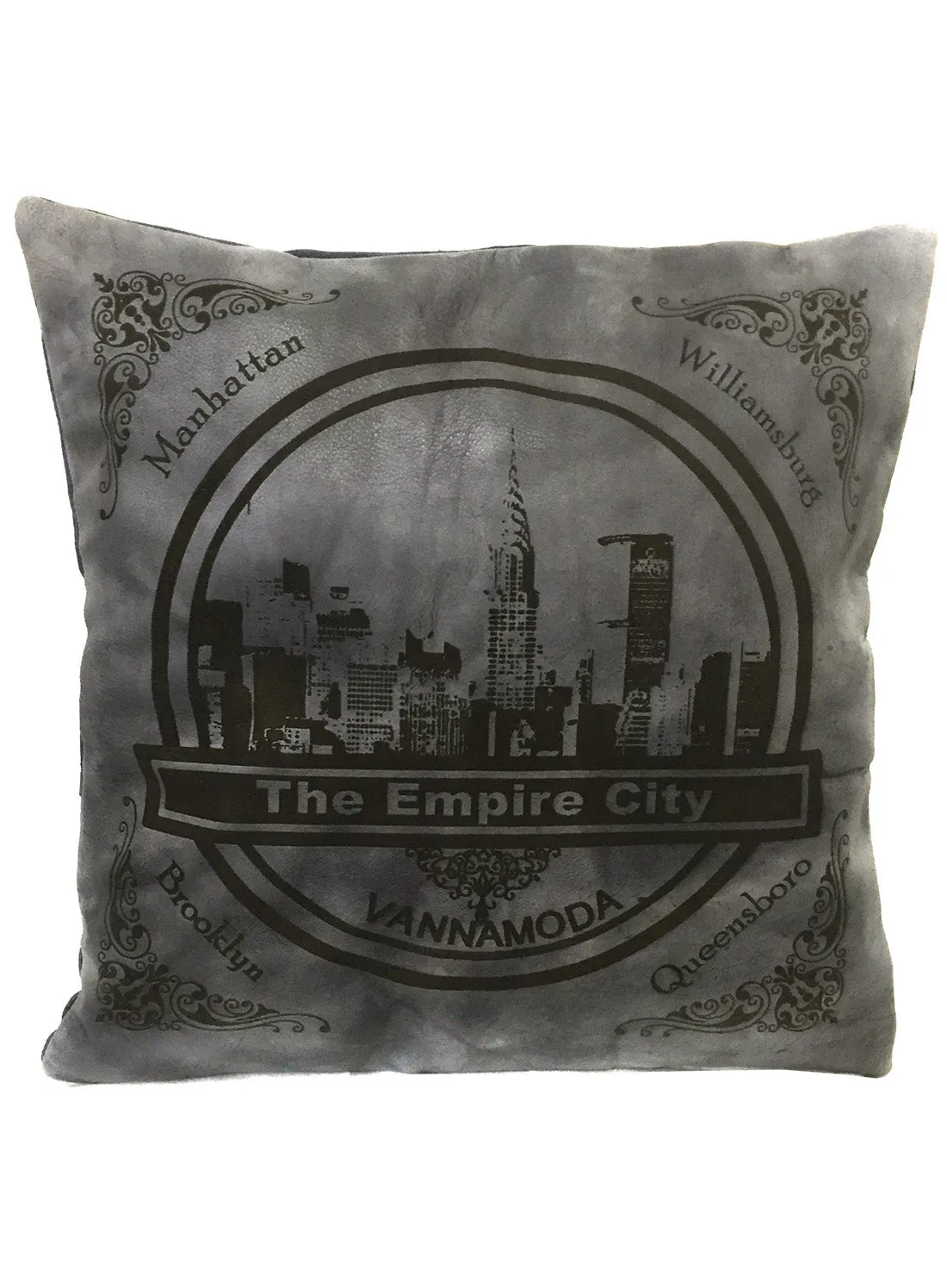 Leather Engrave Cushion Cover - Empire City Skyline