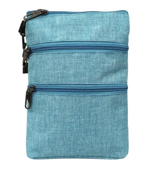 Light Blue Anti-theft 3 Zipper Crossbody