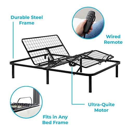 LINENSPA Adjustable Bed Base - Motorized Head and Foot Incline - Quick and Easy Assembly