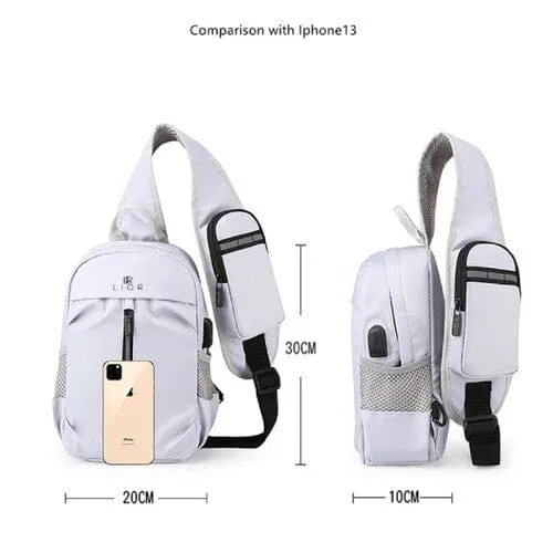 Lior Usb Charging Port Multi Pocket Shoulder Bag