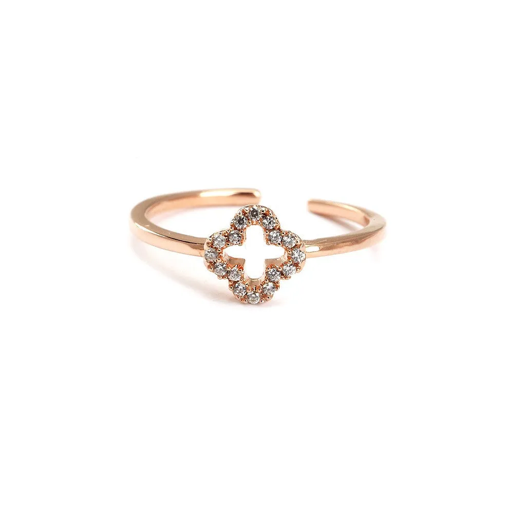 Lucky Clover Cubic Zirconia Ring