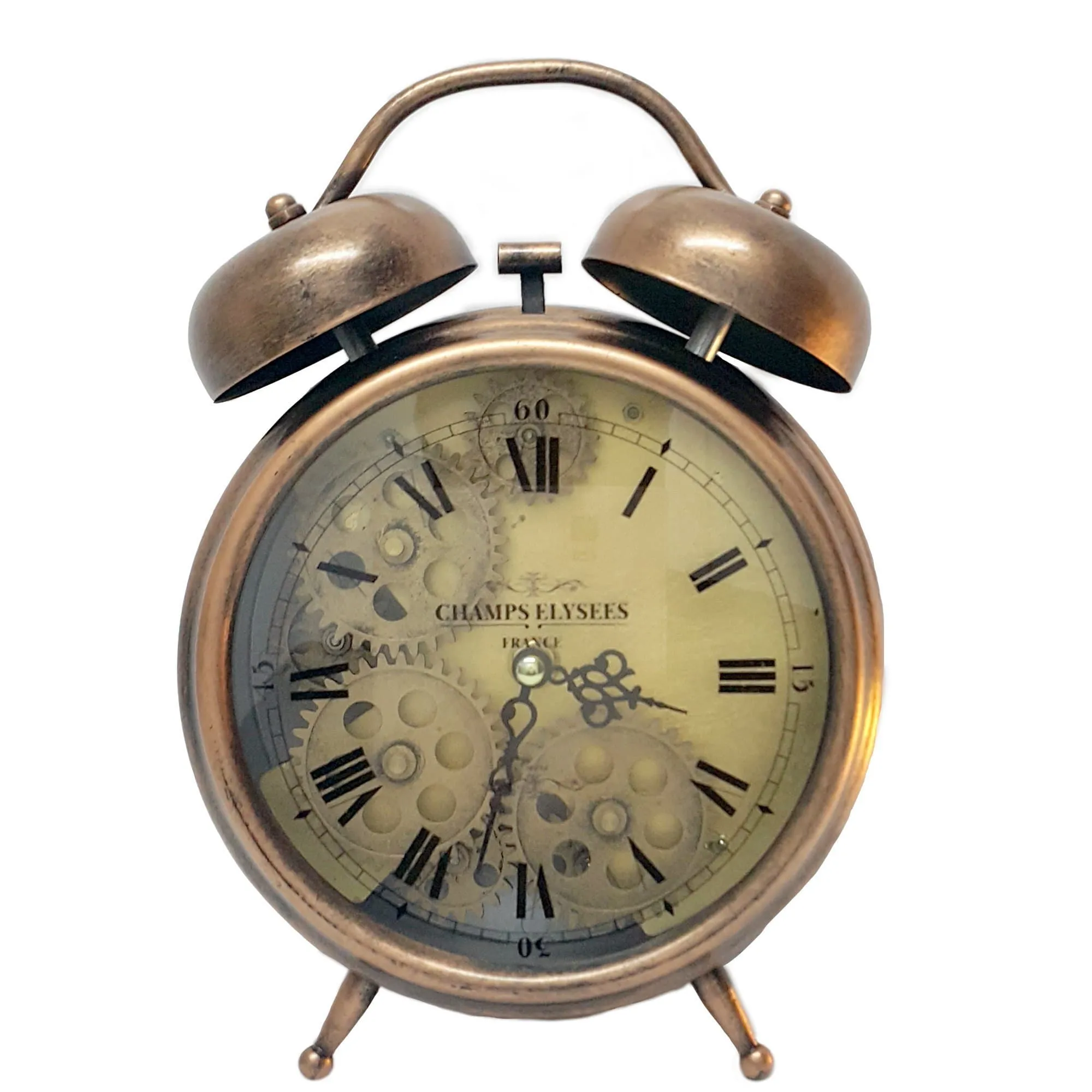 Madame Cuivre alarm moving cogs bedside clock - copper