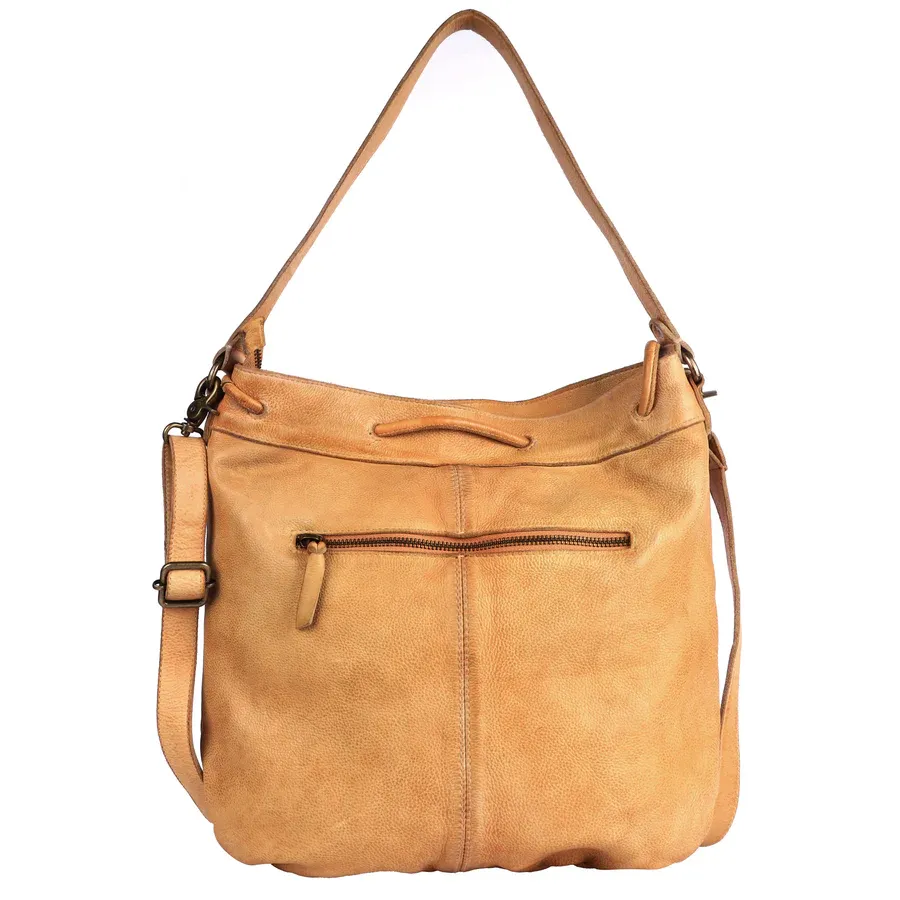 Meadow (LG) Handcrafted Leather Shoulder Bag: Mustard & White by Latico