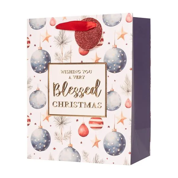 Medium Embossed Christmas Gift Bag - 17.8cm x 13.7cm x 6.2cm