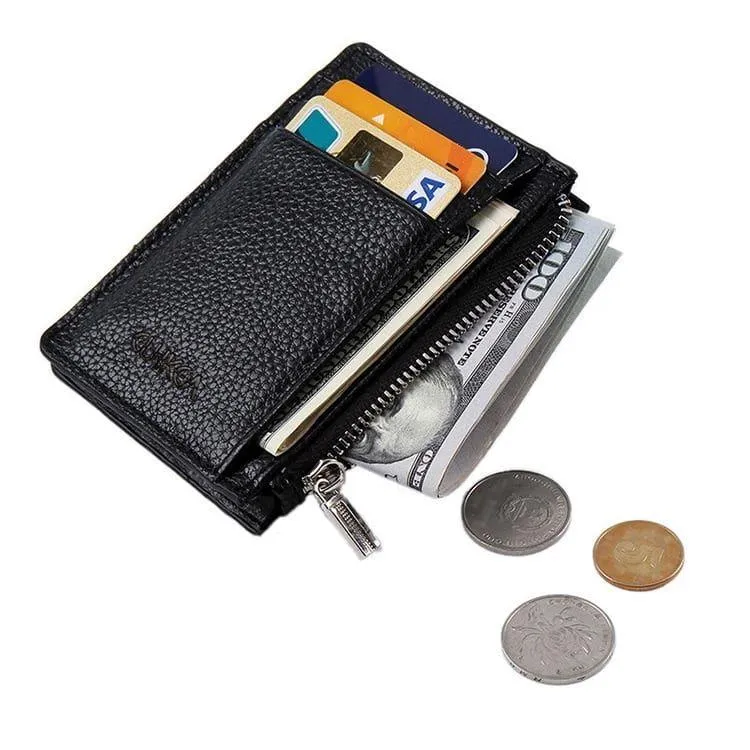 Men Anti-Theft Wallet Thin Faux Leather Zipper Wallet Purse Coin Bag