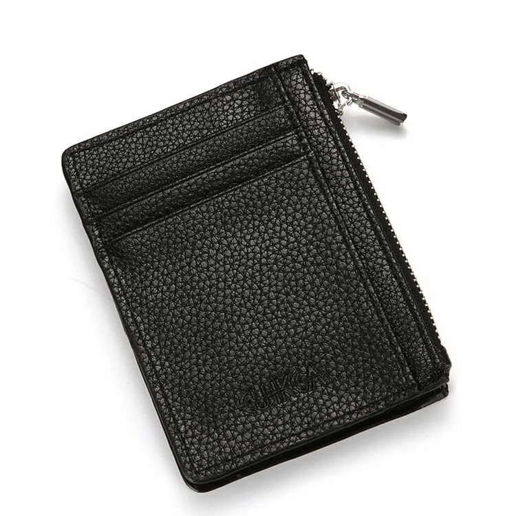 Men Anti-Theft Wallet Thin Faux Leather Zipper Wallet Purse Coin Bag