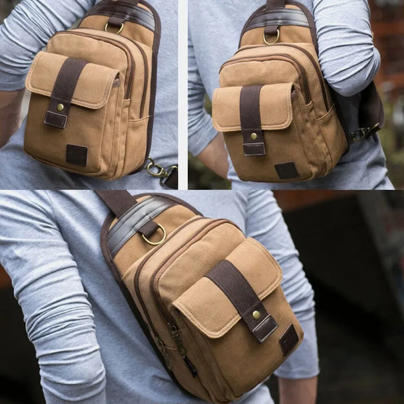 Men Vinatge Anti-theft Canvas Chest Bag Shoulder Crossbody