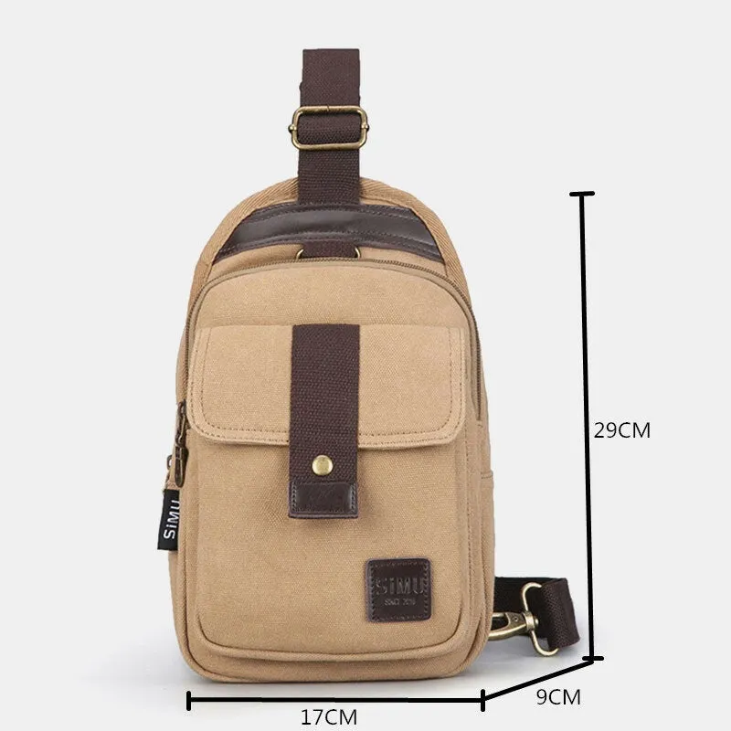 Men Vinatge Anti-theft Canvas Chest Bag Shoulder Crossbody