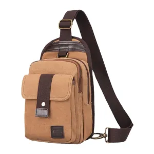 Men Vinatge Anti-theft Canvas Chest Bag Shoulder Crossbody