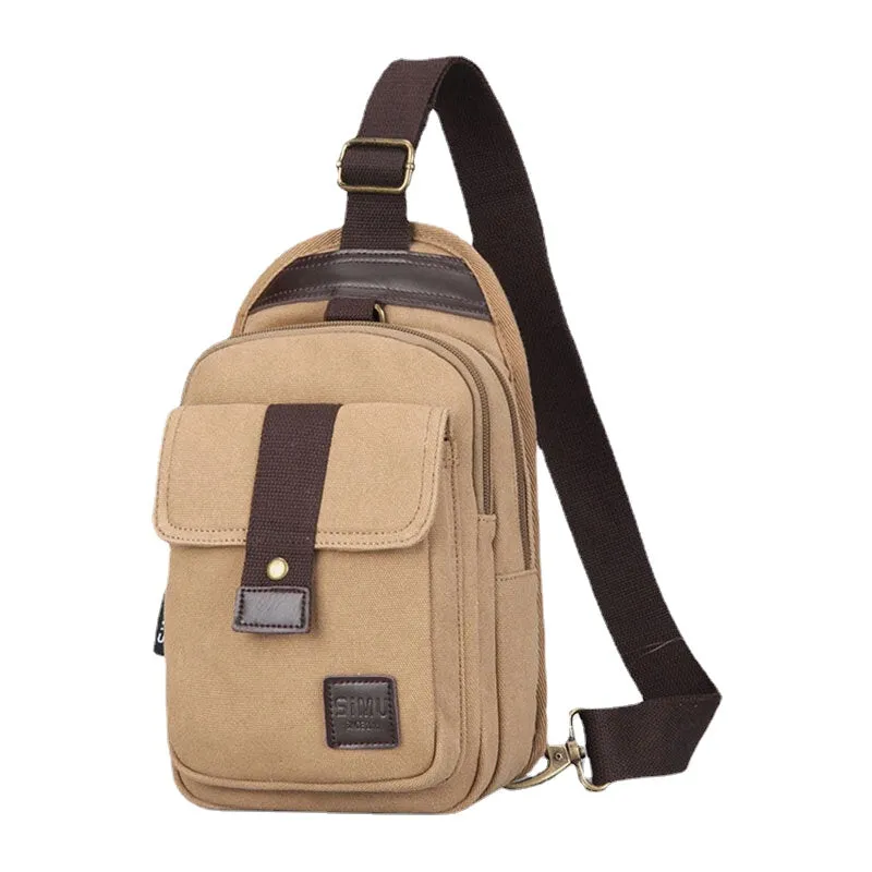 Men Vinatge Anti-theft Canvas Chest Bag Shoulder Crossbody