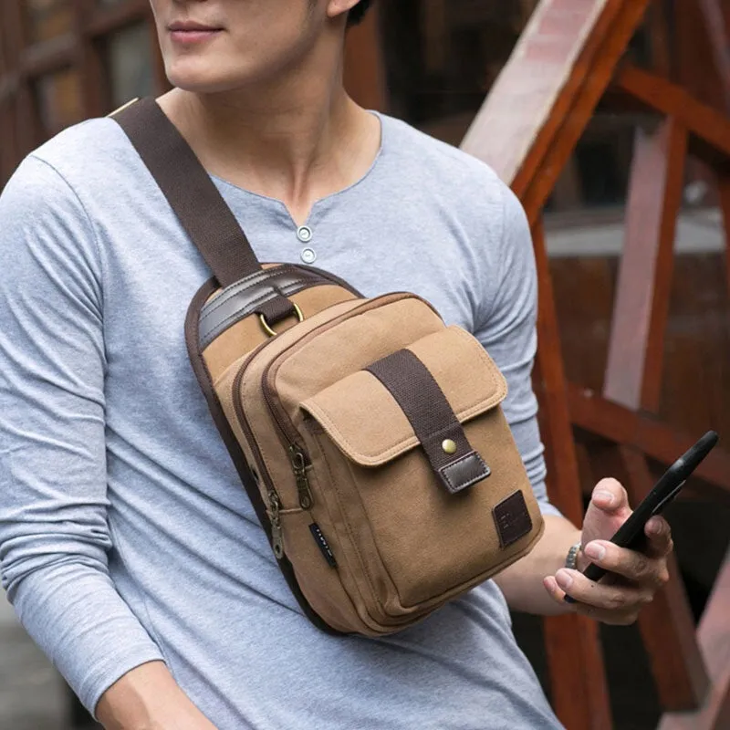 Men Vinatge Anti-theft Canvas Chest Bag Shoulder Crossbody