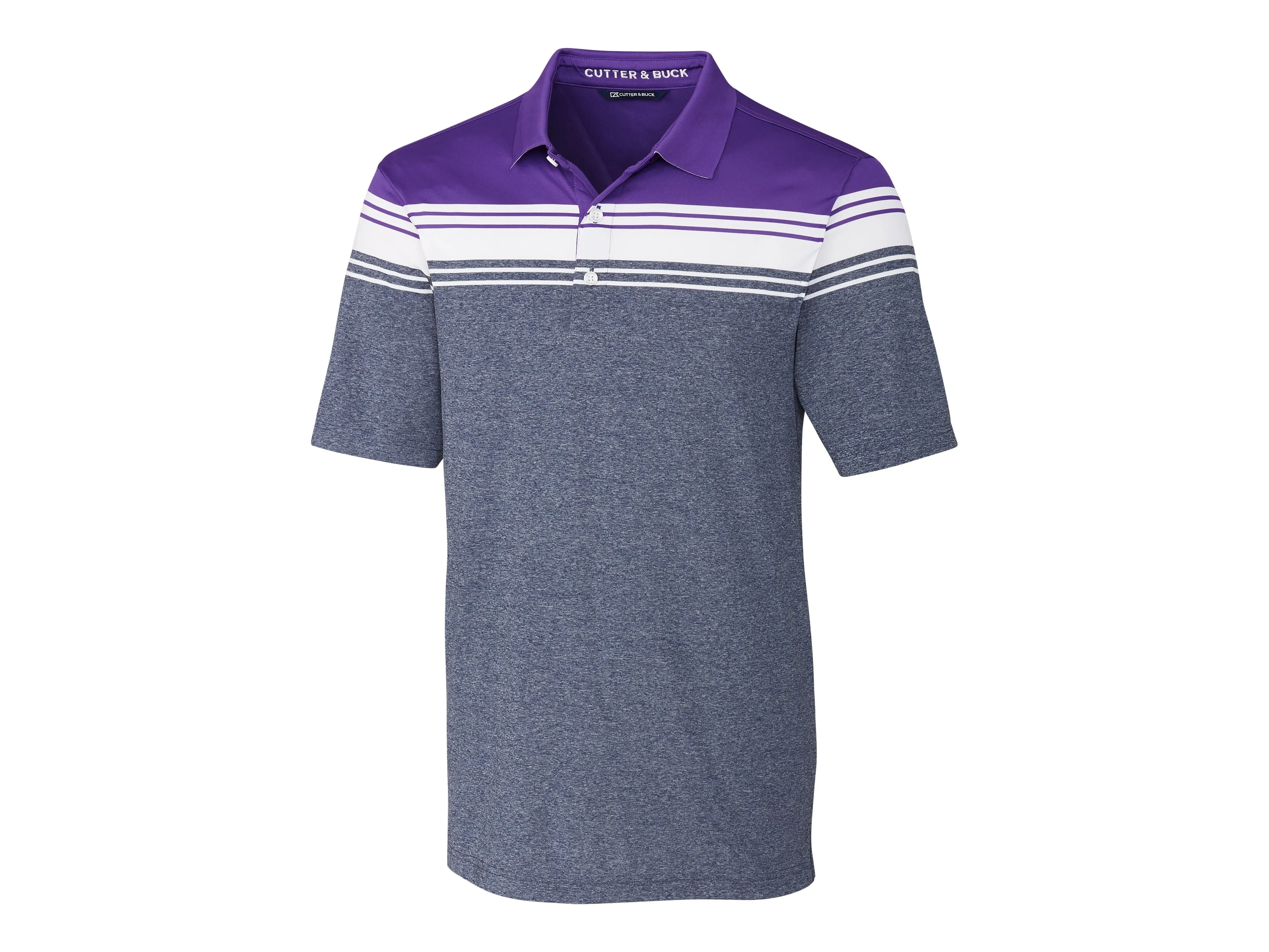 Men's Polo Cutter & Buck Purple and Grey Stripe