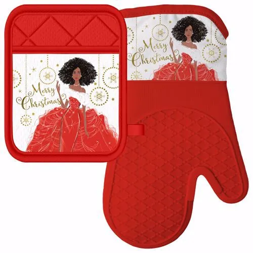 Merry ChristmasOven Mitt/Pot Holder Set