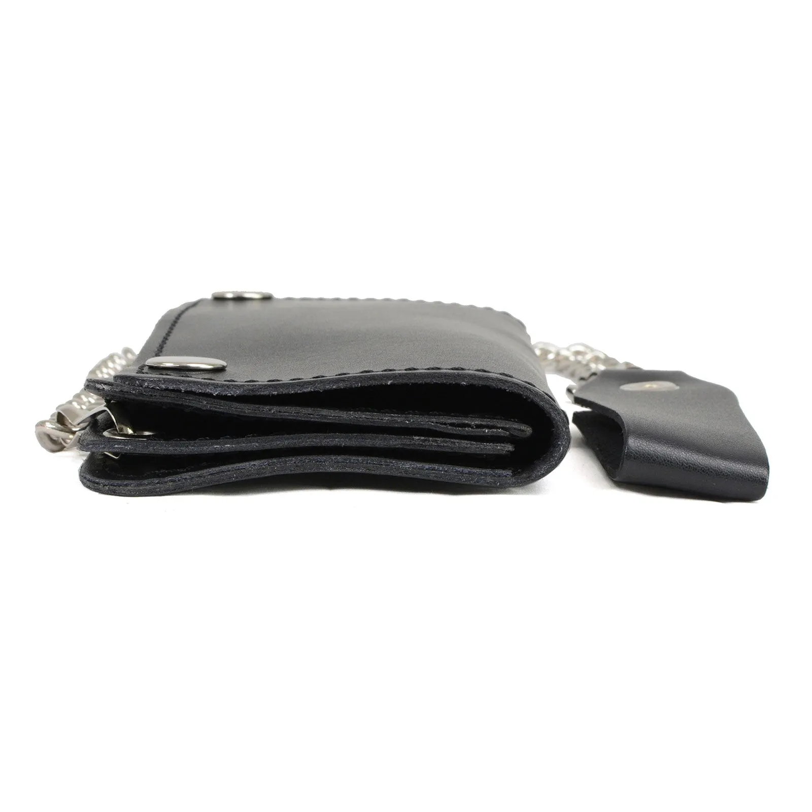 Milwaukee Leather MLW7802 Men's 6” Leather Long Bi-Fold Biker Wallet