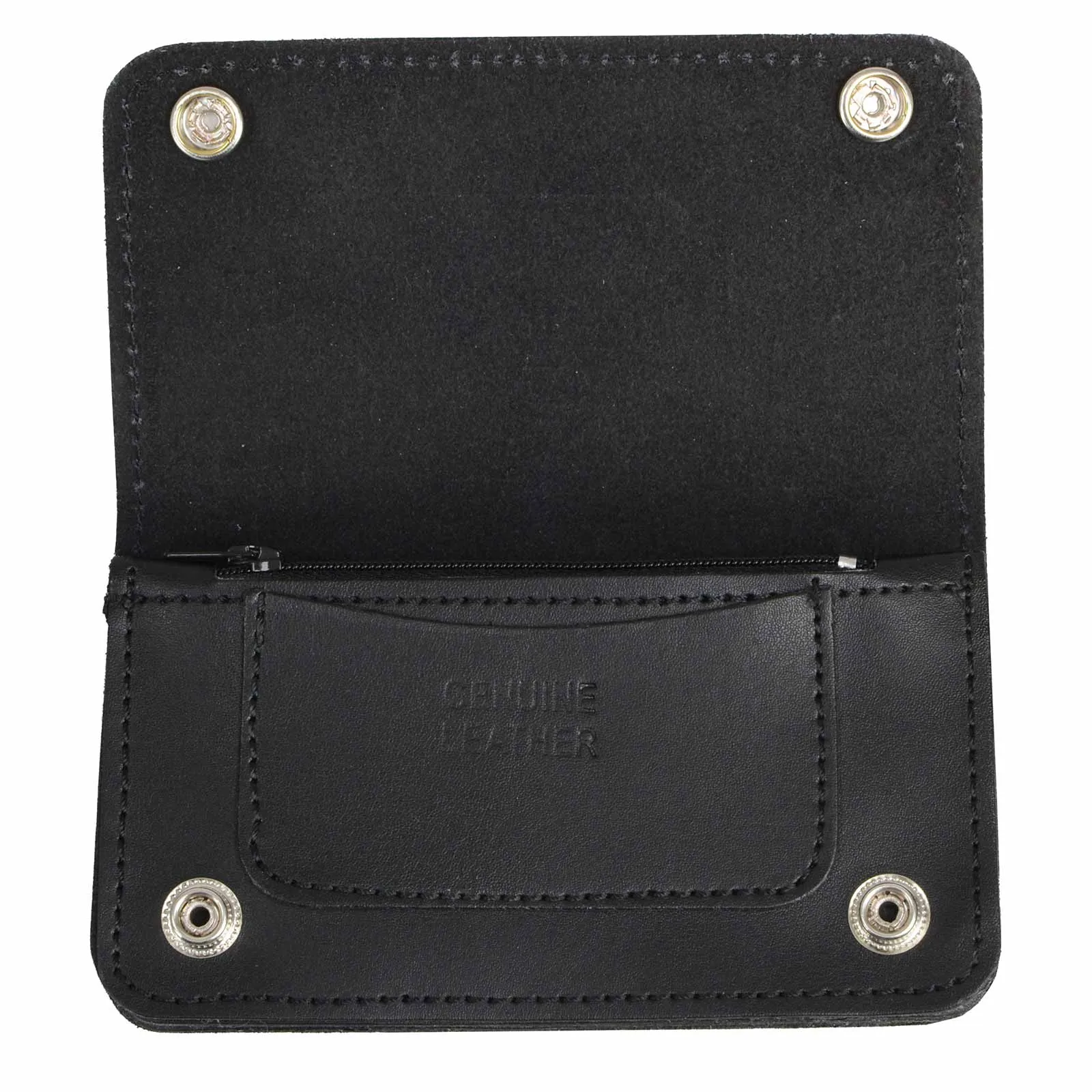 Milwaukee Leather MLW7802 Men's 6” Leather Long Bi-Fold Biker Wallet