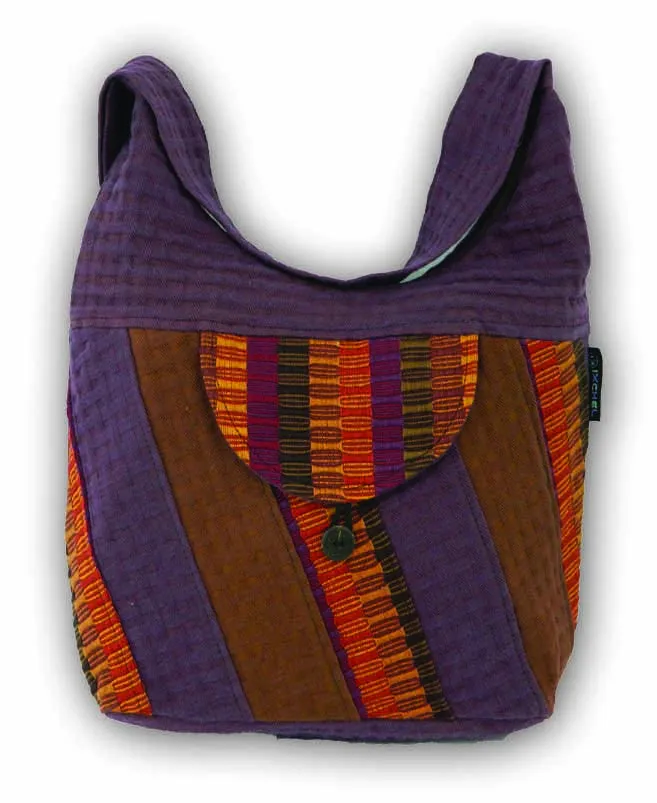 Mini Saddle bag in basket weave cotton and native brocade