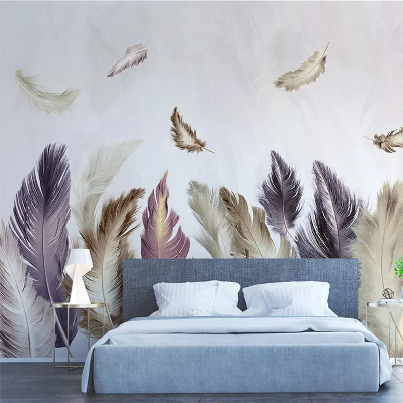 Modern Minimalist Gold Feather Wallpaper Mural (㎡)