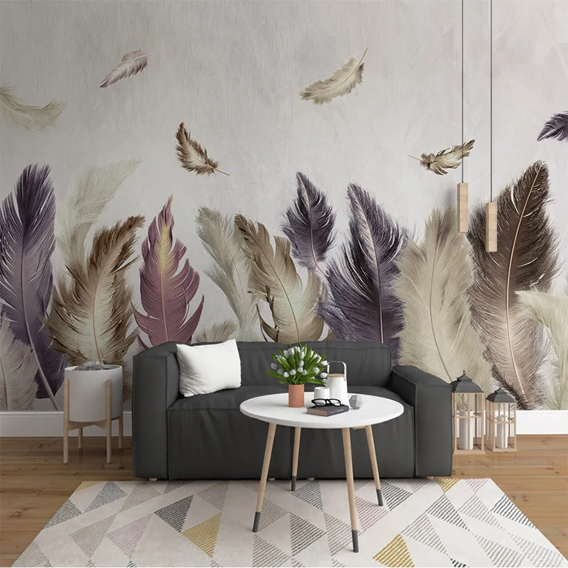 Modern Minimalist Gold Feather Wallpaper Mural (㎡)