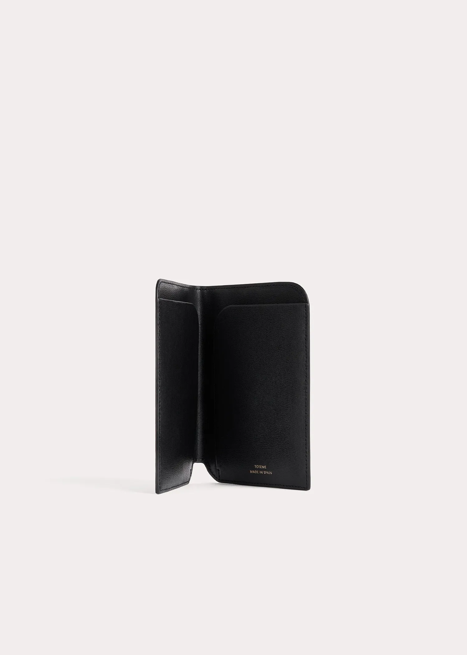 Monogram leather passport holder black