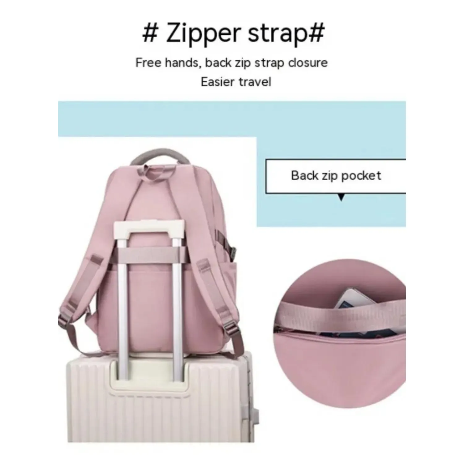 Multi-Pocket Water-Resistant Nylon Backpack for Women