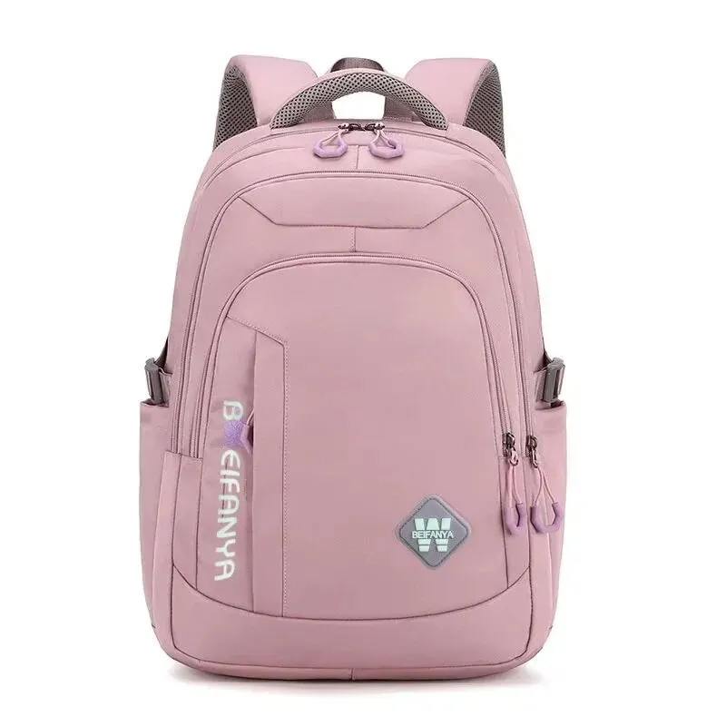 Multi-Pocket Water-Resistant Nylon Backpack for Women