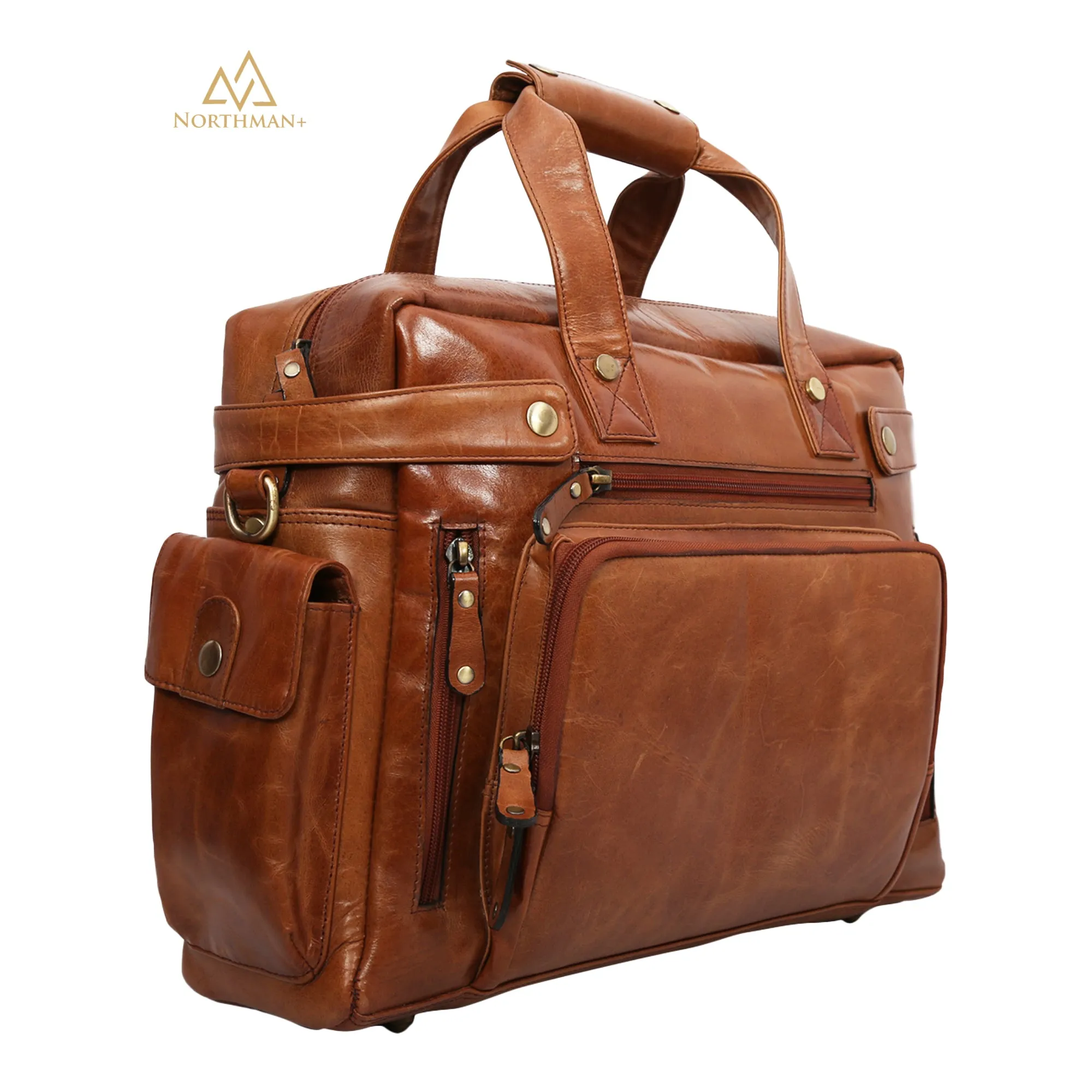 MultiPocket Tan Brown Travel Bag