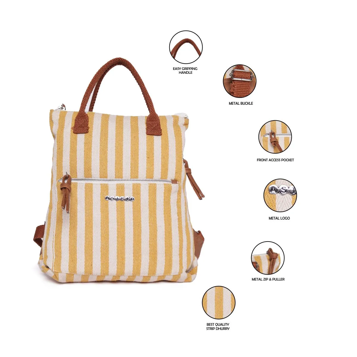 Mustard/Natural  Womens/  Girls / Kids Backpack