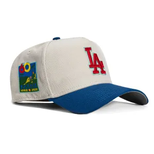 New Era 9Forty A-Frame Los Angeles Dodgers 60th Anniversary Stadium Patch Snapback Hat - Stone, Royal, Red