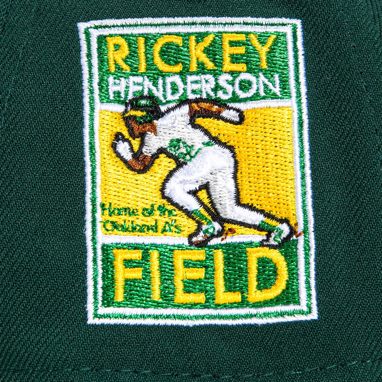 New Era 9Forty A-Frame Oakland Athletics Rickey Henderson Field Patch Script Snapback Hat - Green