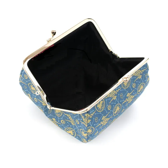 Nishijin-ori Small Pouch - Rabbit / Blue -, Made in Kyoto, Japan, Cosmetic Pouch, Makeup Pouch, Japanese Gamaguchi Pouch, Travel Toiletry Pouch, Stationery Pouch, Bag organizer, Bag in Bag