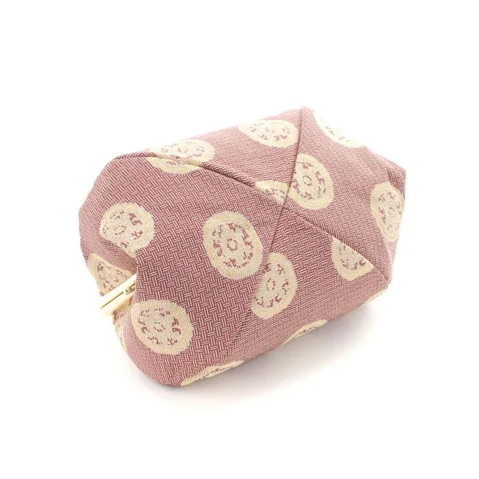 Nishijin-ori Small Pouch - Wheel-shaped Treasure / Purple -, Made in Kyoto, Japan, Cosmetic Pouch, Makeup Pouch, Japanese Gamaguchi Pouch, Travel Toiletry Pouch, Stationery Pouch, Bag organizer, Bag in Bag