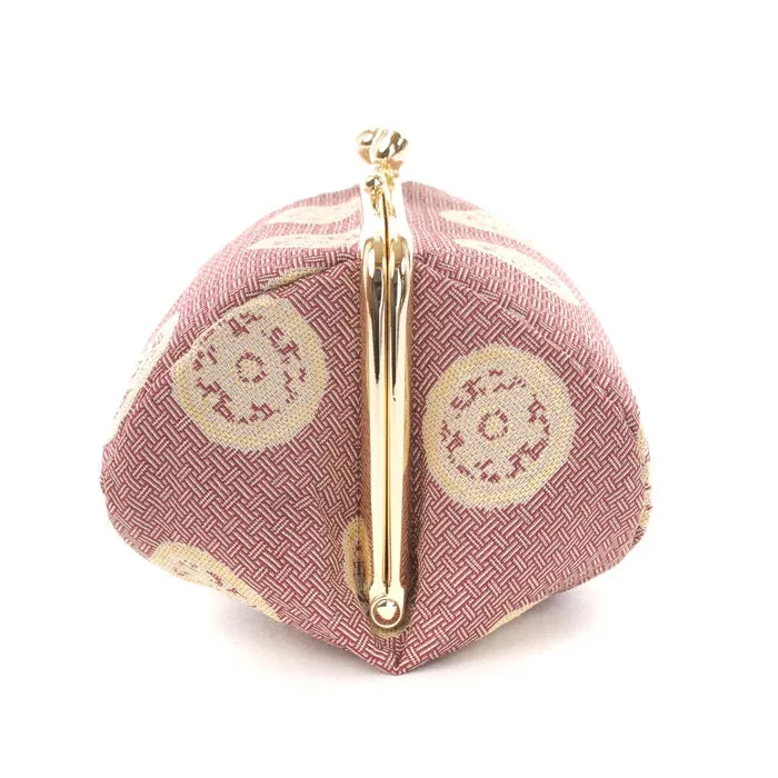 Nishijin-ori Small Pouch - Wheel-shaped Treasure / Purple -, Made in Kyoto, Japan, Cosmetic Pouch, Makeup Pouch, Japanese Gamaguchi Pouch, Travel Toiletry Pouch, Stationery Pouch, Bag organizer, Bag in Bag