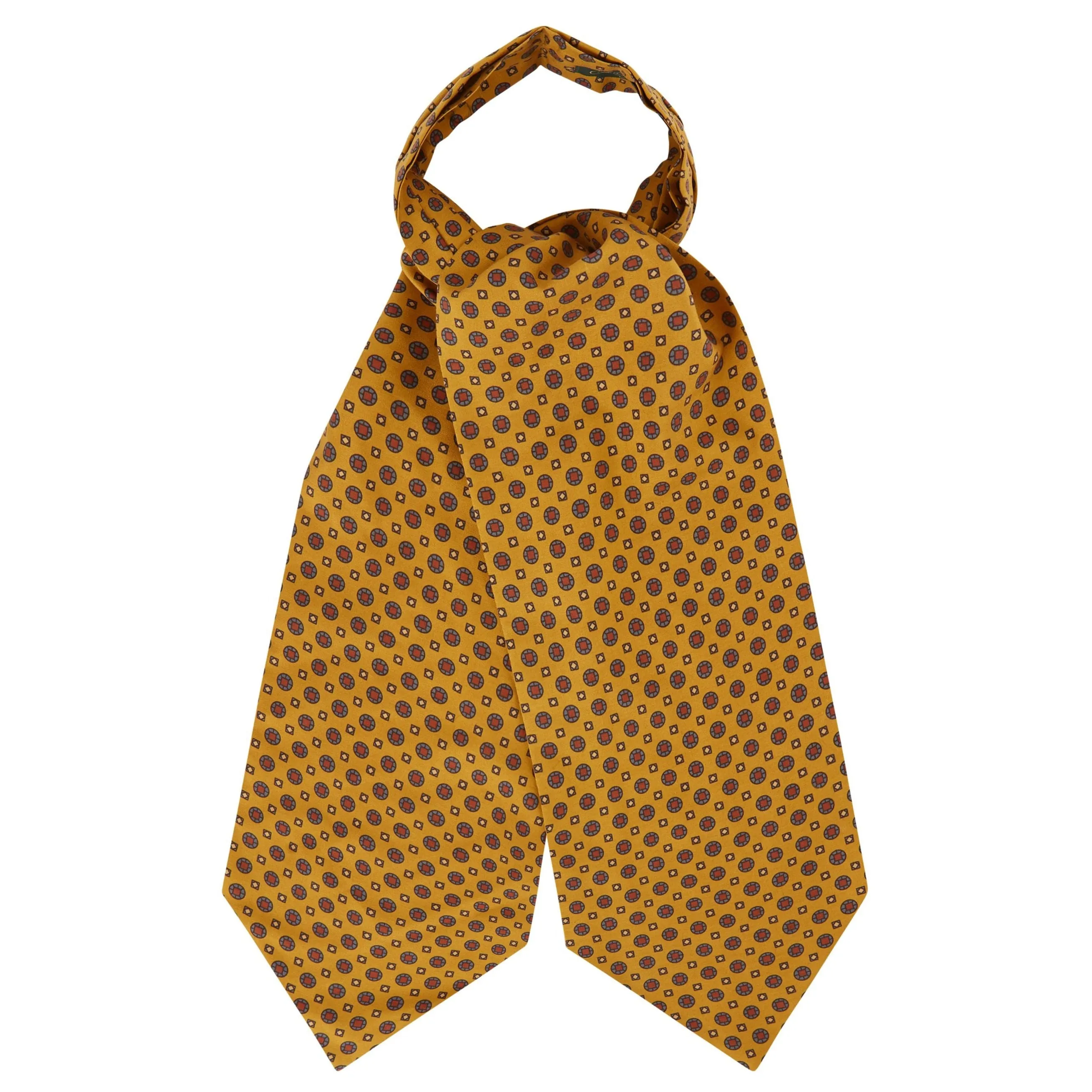 Ochre Antique Foulard Printed Silk Cravat