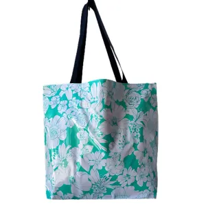 OCI Aqua Floral Tote Bag