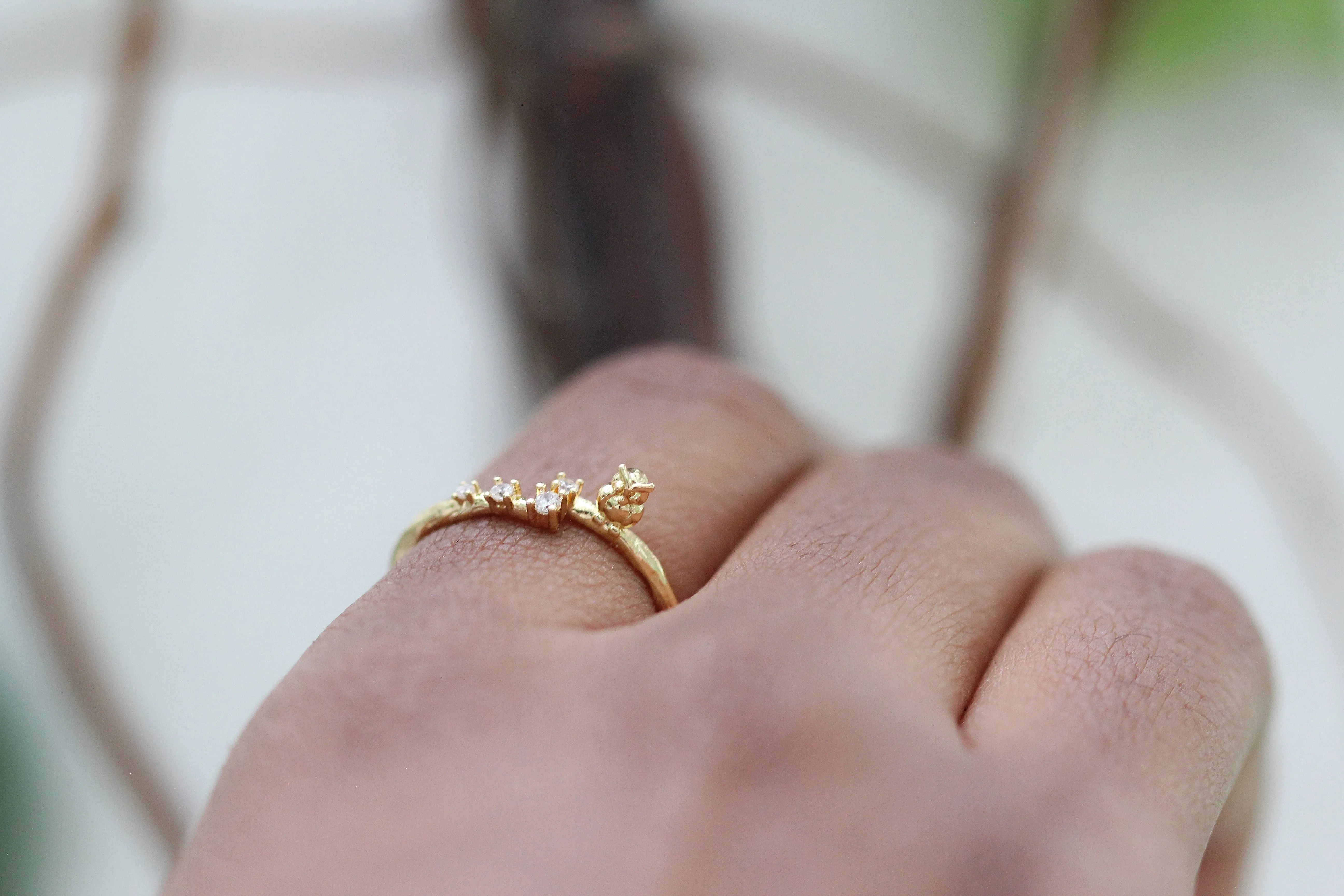 Owl Sitting on a Branch w/ Crystals Ring