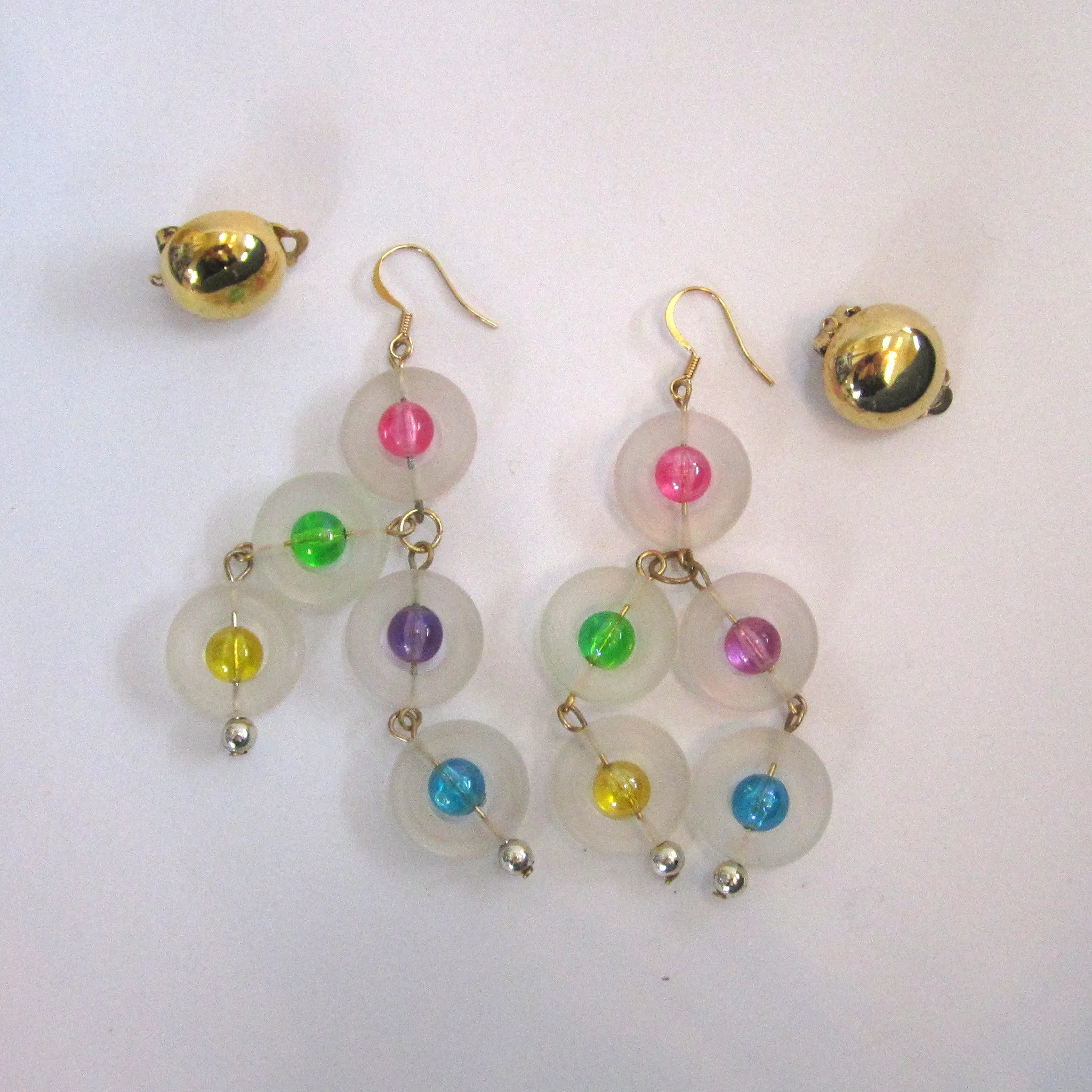 Pastel Frosted Lucite Rings Pierced Earrings