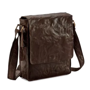 Pello Brown washed leather man-bag #UM102 - Medium