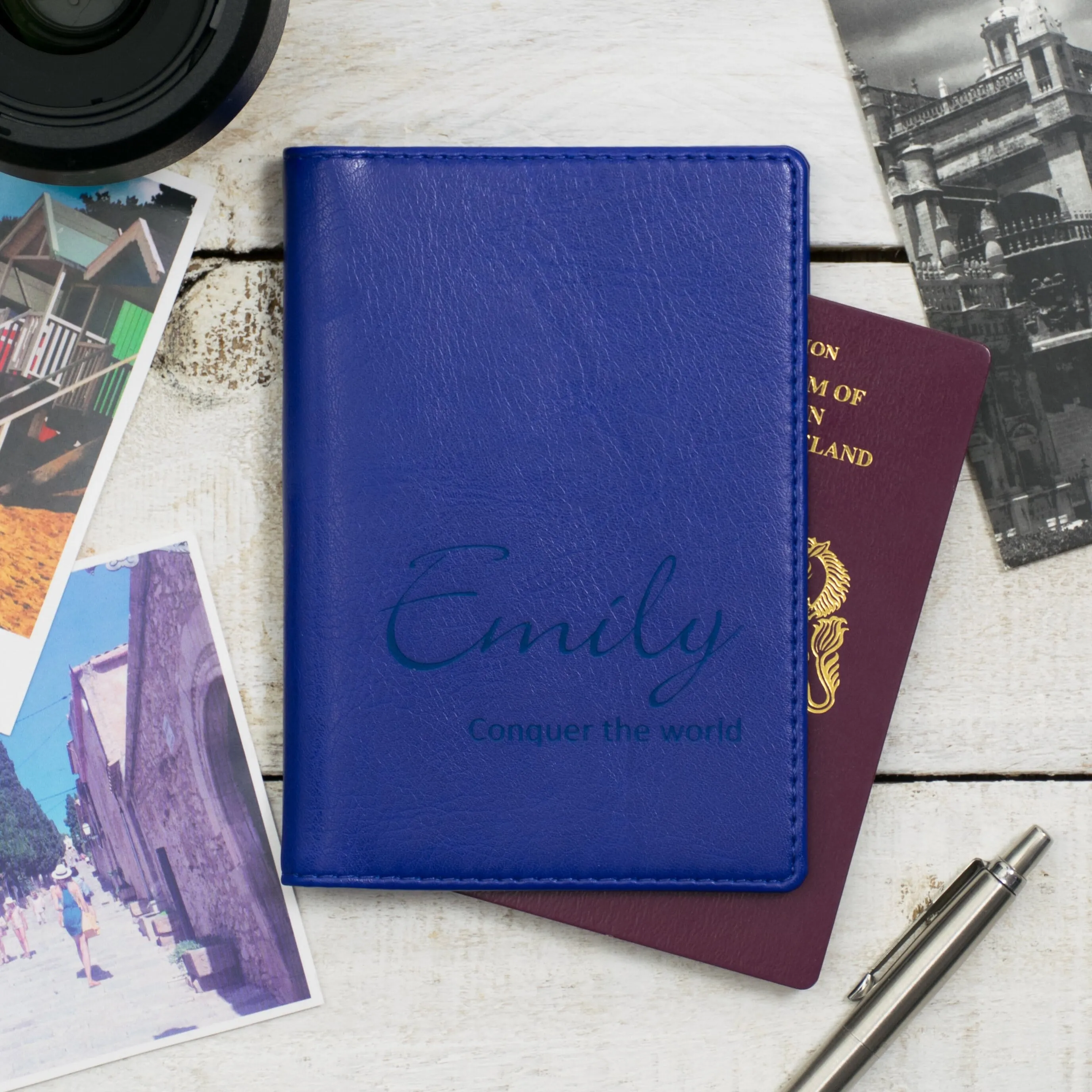 Personalised Passport Cover Holder With Script Name