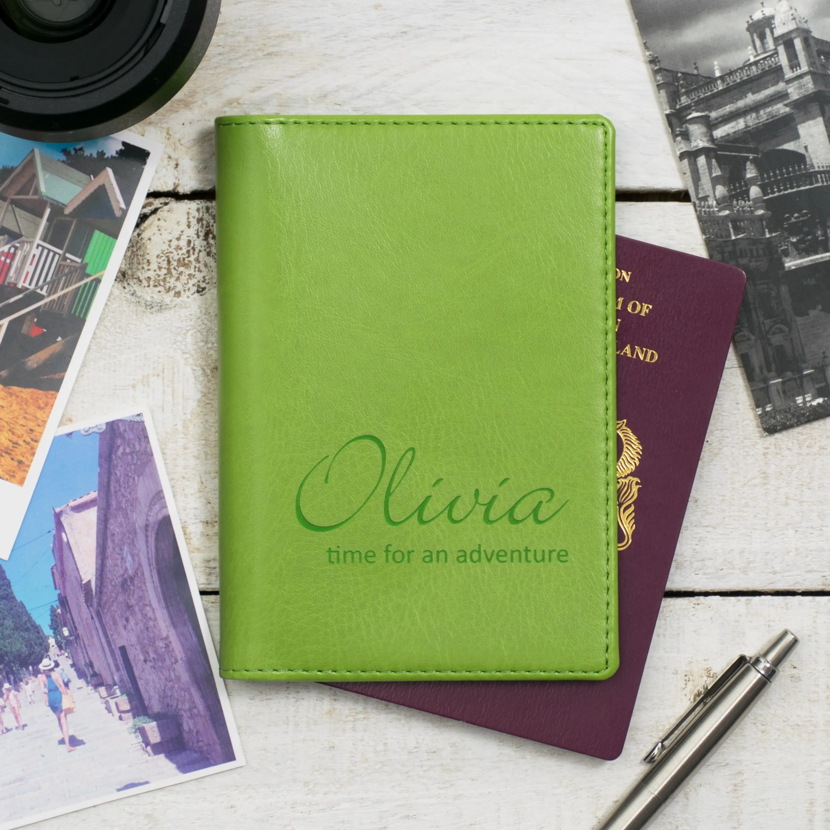 Personalised Passport Cover Holder With Script Name