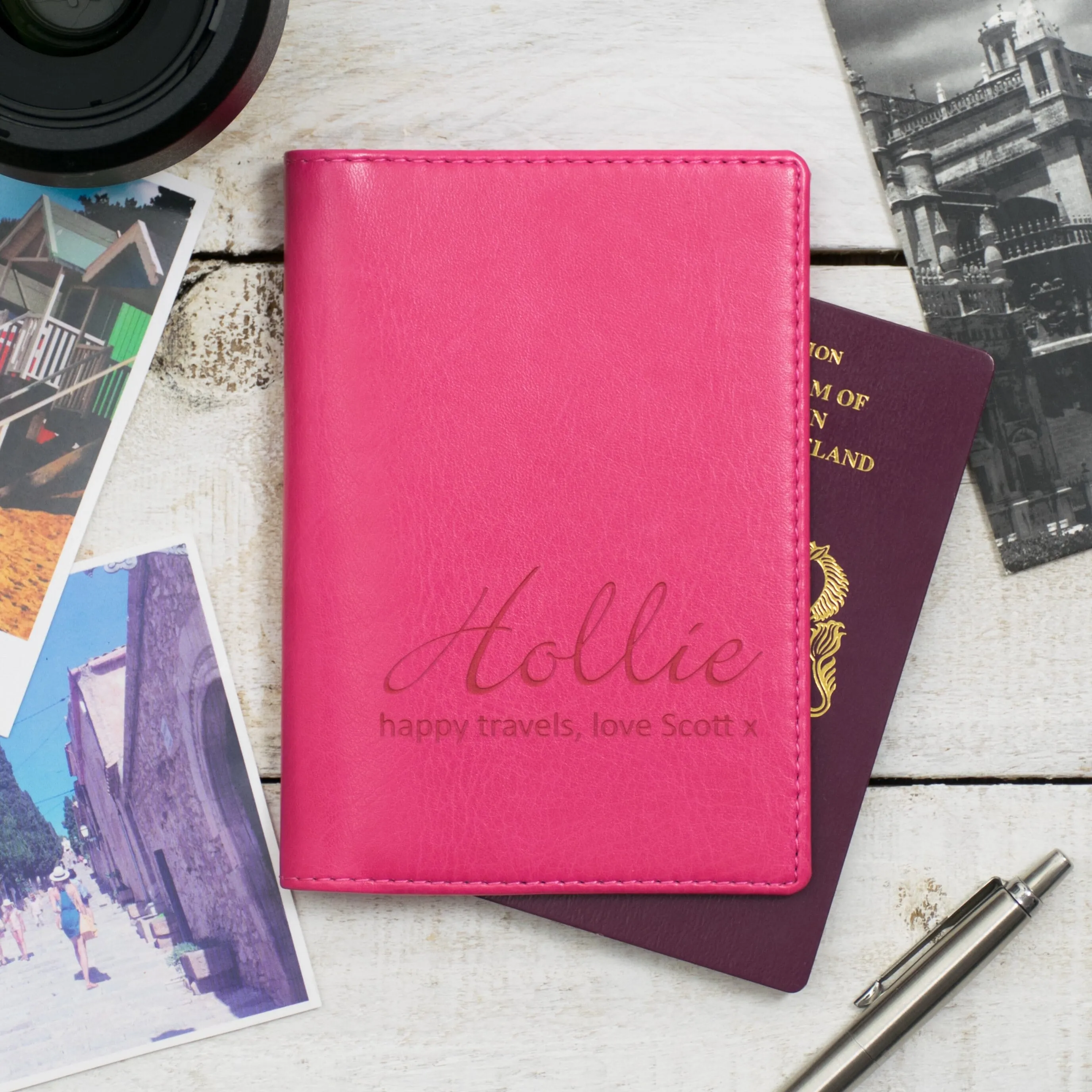 Personalised Passport Cover Holder With Script Name