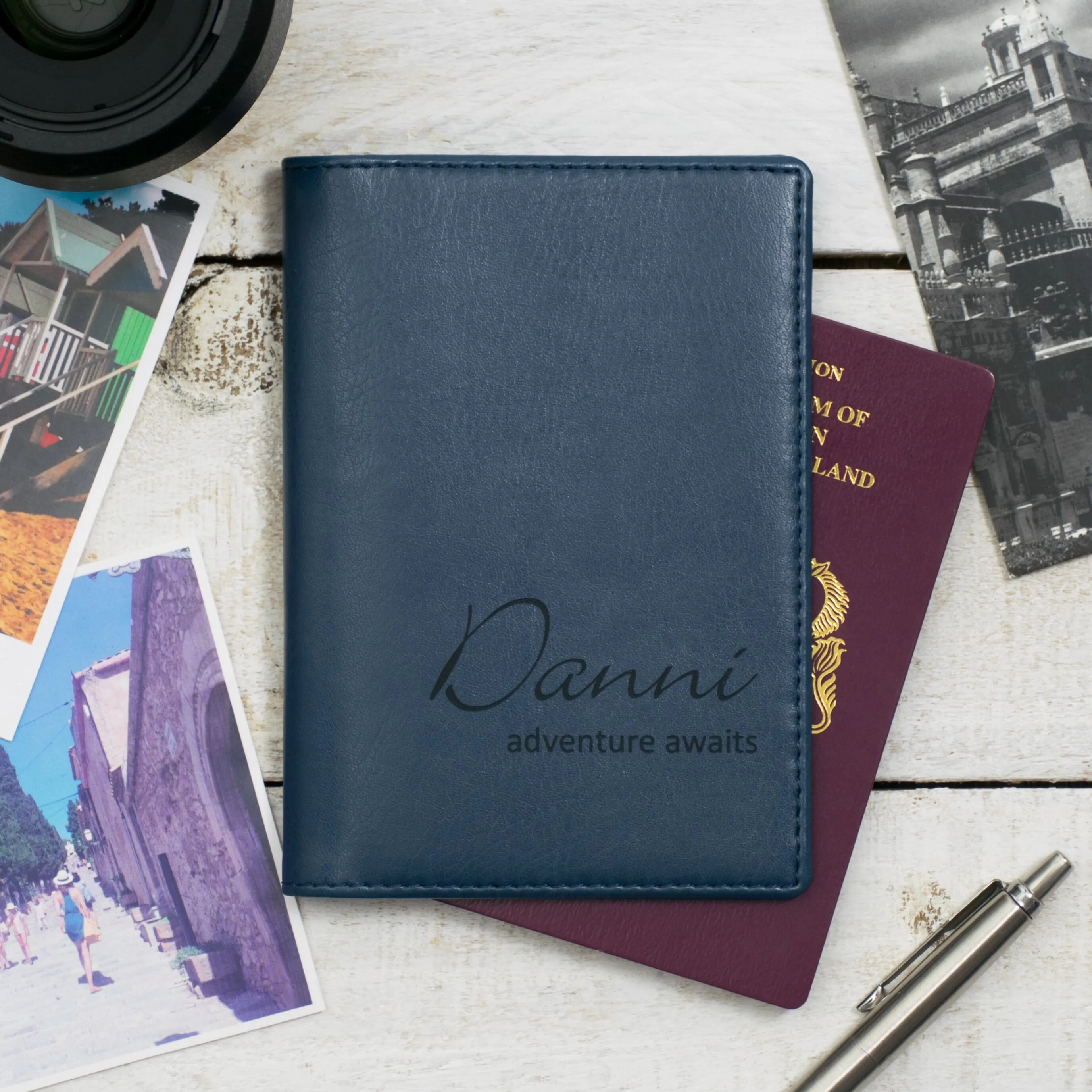 Personalised Passport Cover Holder With Script Name