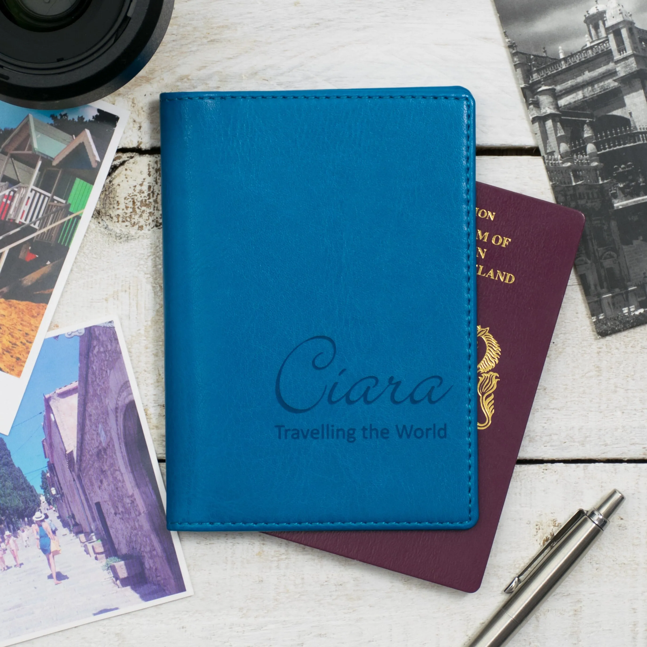 Personalised Passport Cover Holder With Script Name