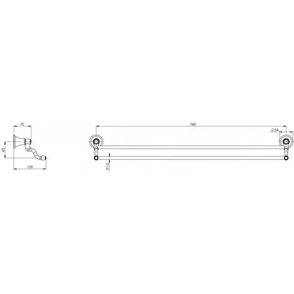 Phoenix Nostalgia Double Towel Rail 760mm - Antique Black