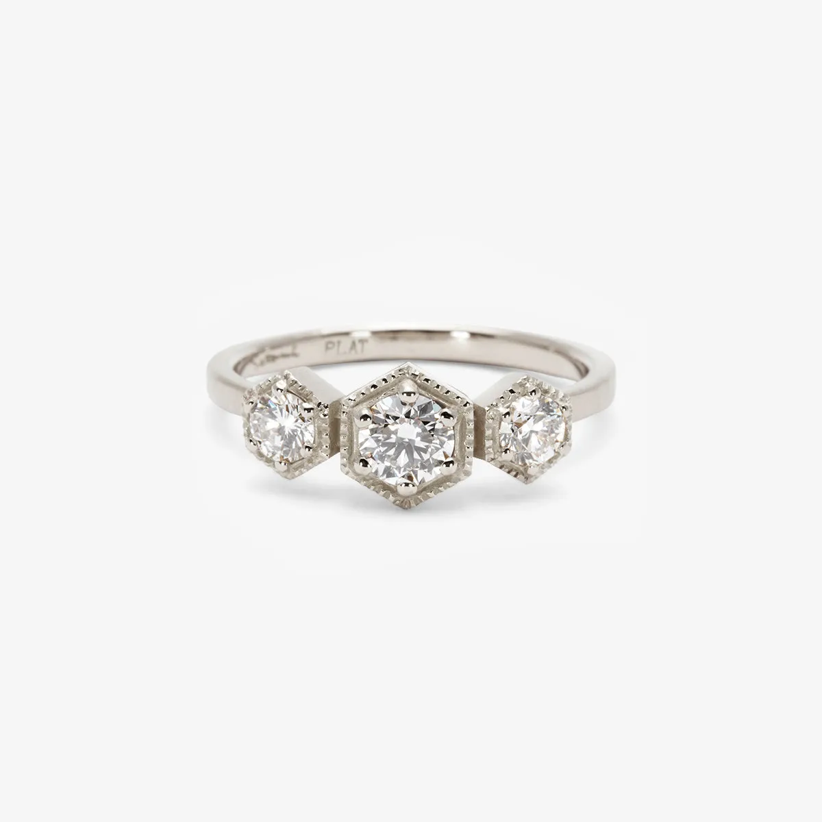 R8402W | Grand White Diamond Triple Hexagon Ring