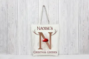 Red Nose Antler Initial Christmas Bag