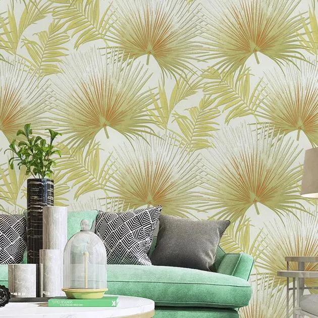 Retro Vinyl Tropical Leaf Wallpaper 3 Color Options (5.3 ㎡)