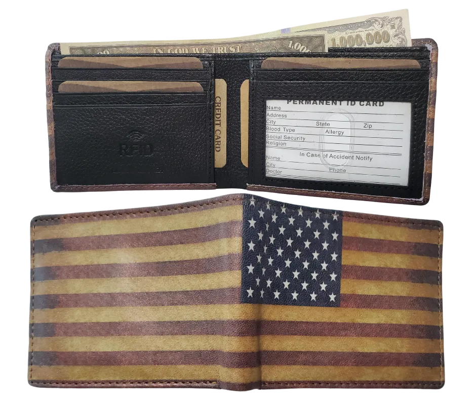 RFID USA Flag Bi-Fold Wallet