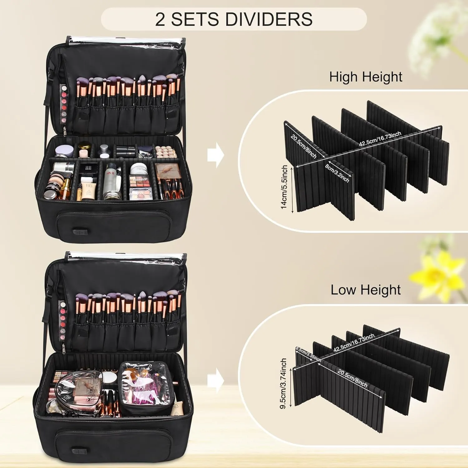 Rolling Black Super Large Professional Trolley Makeup Backpack